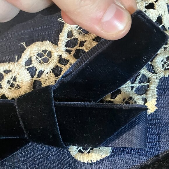 Vintage Navy Blue Handmade Asymmetric Fascinator Hat with Lace & Velvet Accents main image 10